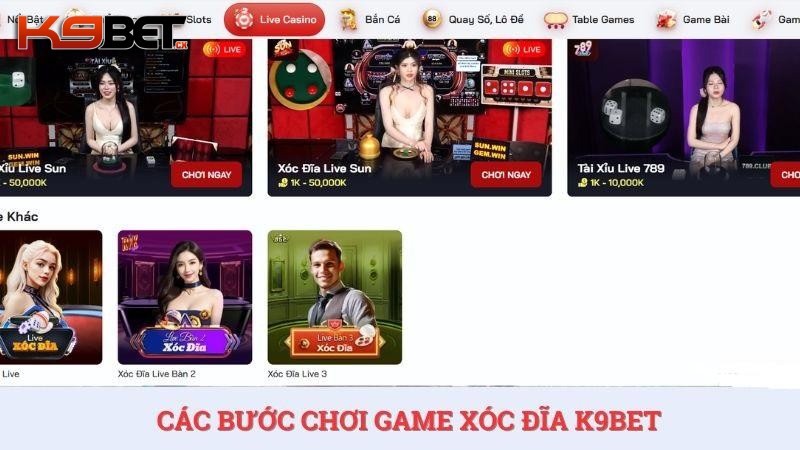 Các bước chơi game xóc đĩa K9BET nhanh gọn.